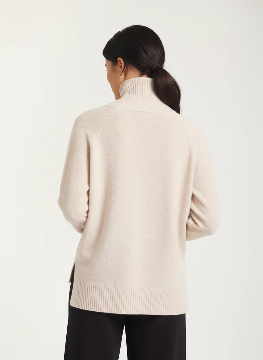 Toastie Merino Cashmere Polo In Porridge - Image 3