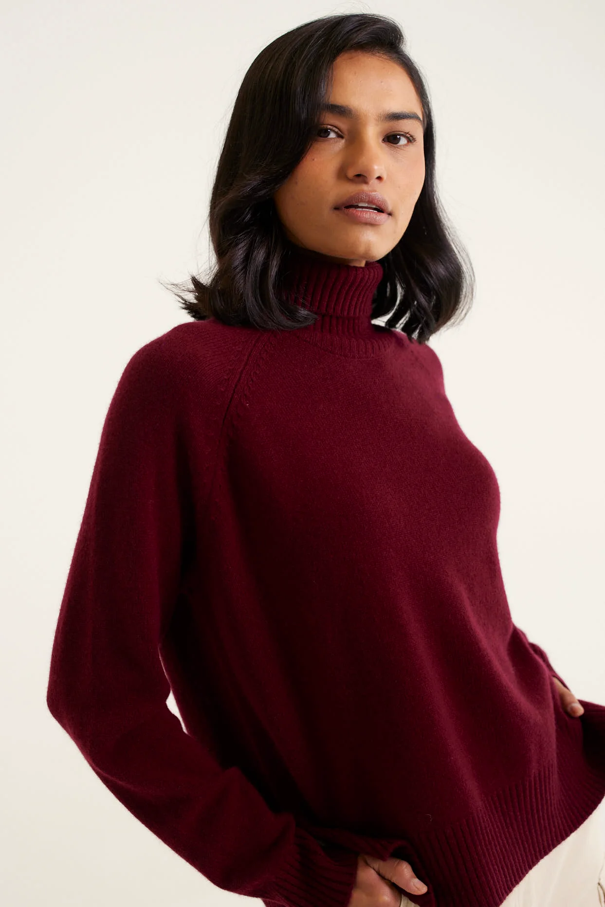 Toastie Merino Cashmere Polo In Windsor Wine - Image 2
