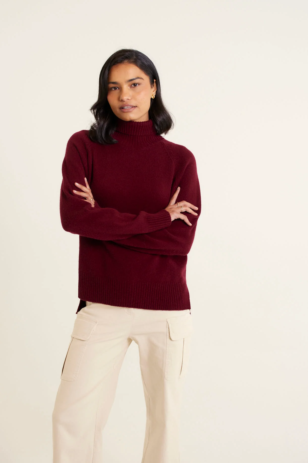 Toastie Merino Cashmere Polo In Windsor Wine - Image 3