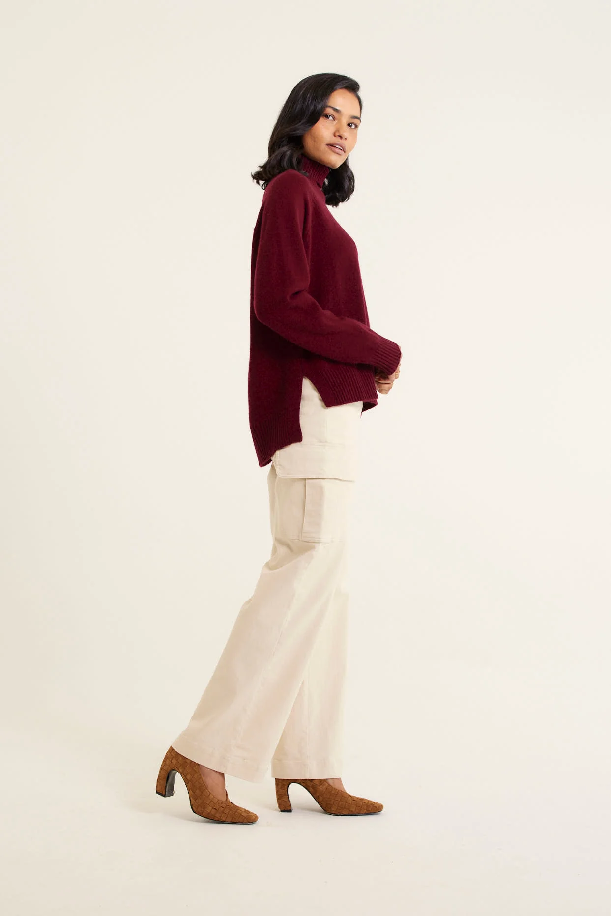 Toastie Merino Cashmere Polo In Windsor Wine - Image 4