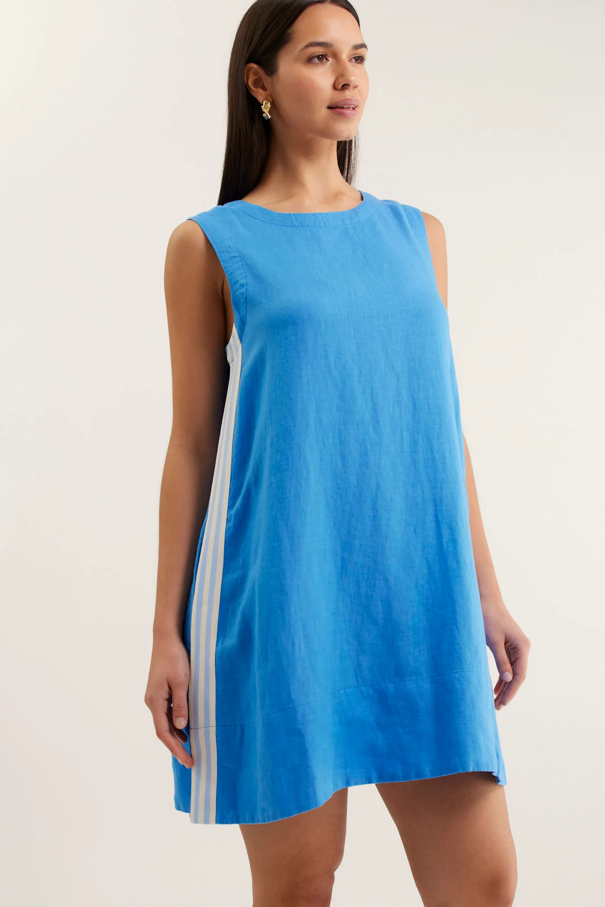 Vespa Linen Dress In Cornflower - Image 3