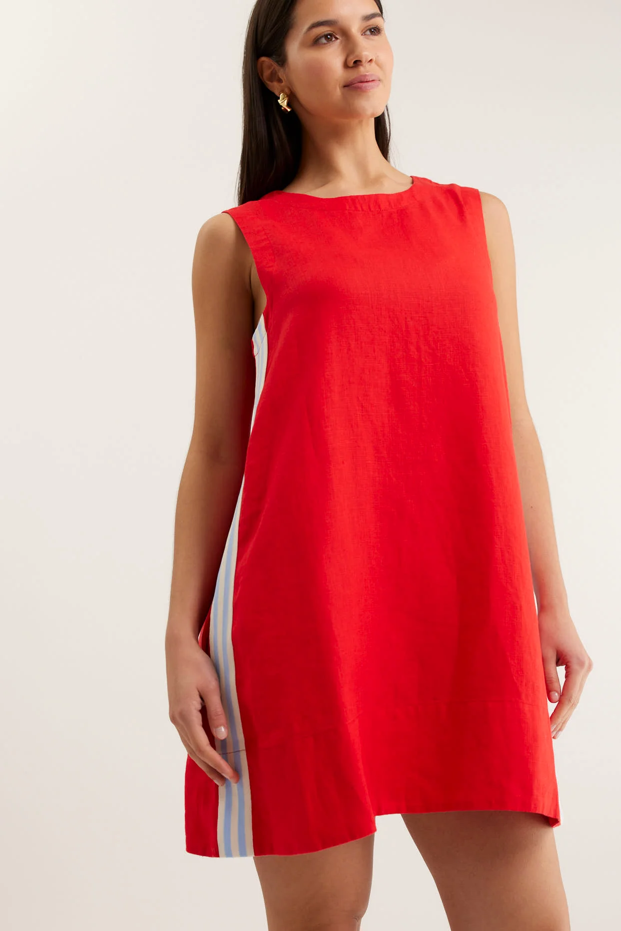 Vespa Linen Dress In Red - Image 3