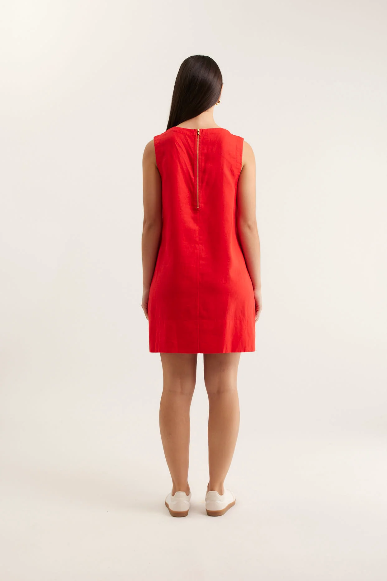 Vespa Linen Dress In Red - Image 4