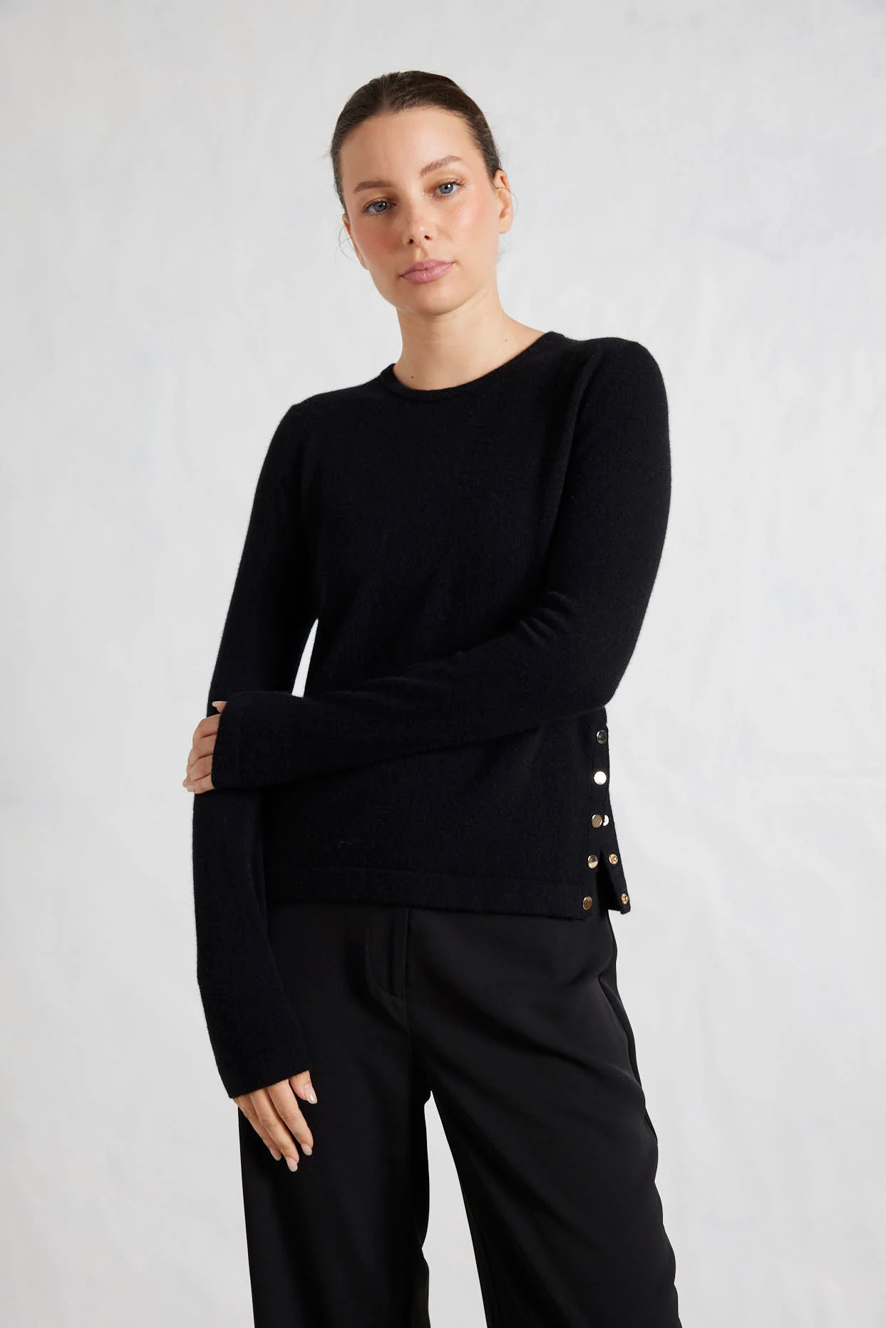 What A Stud Merino Cashmere Sweater In Black - Image 3
