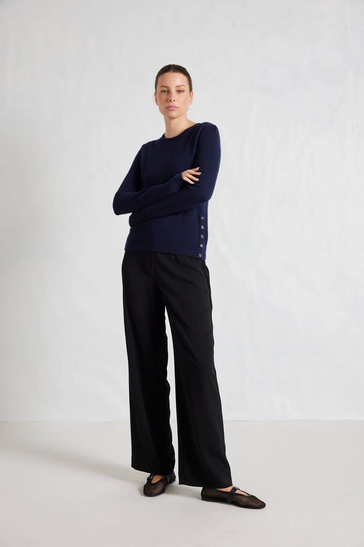 What A Stud Merino Cashmere Sweater In Midnight Navy - Image 2