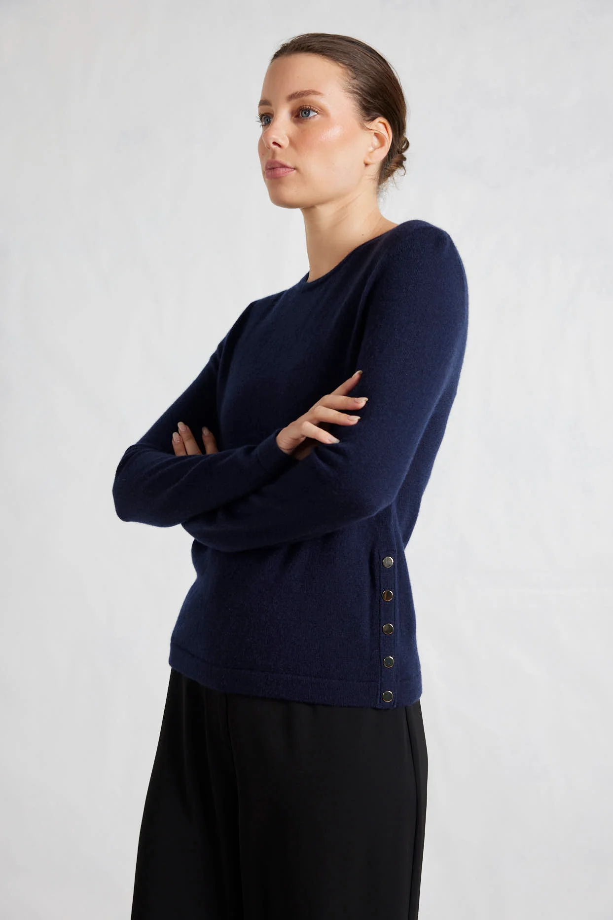 What A Stud Merino Cashmere Sweater In Midnight Navy - Image 3