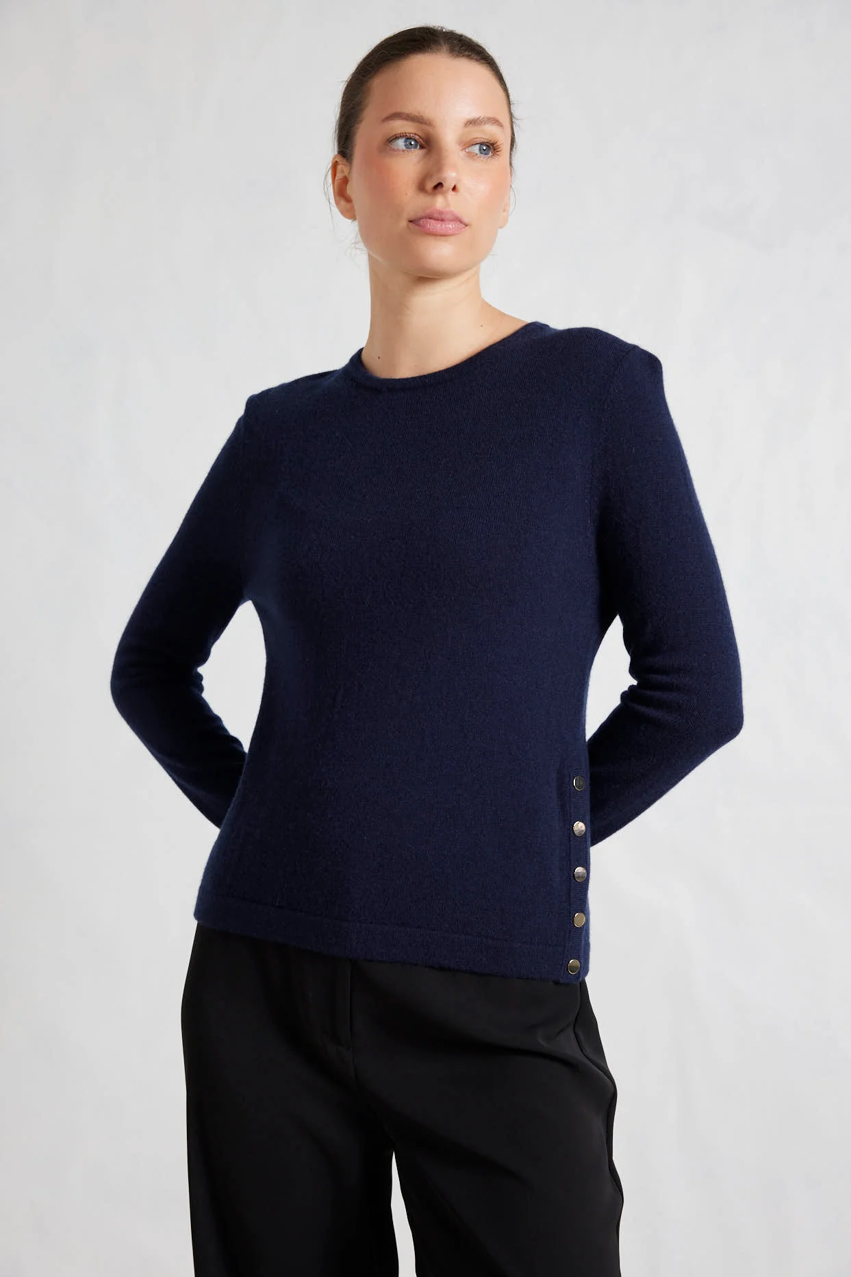 What A Stud Merino Cashmere Sweater In Midnight Navy - Image 4